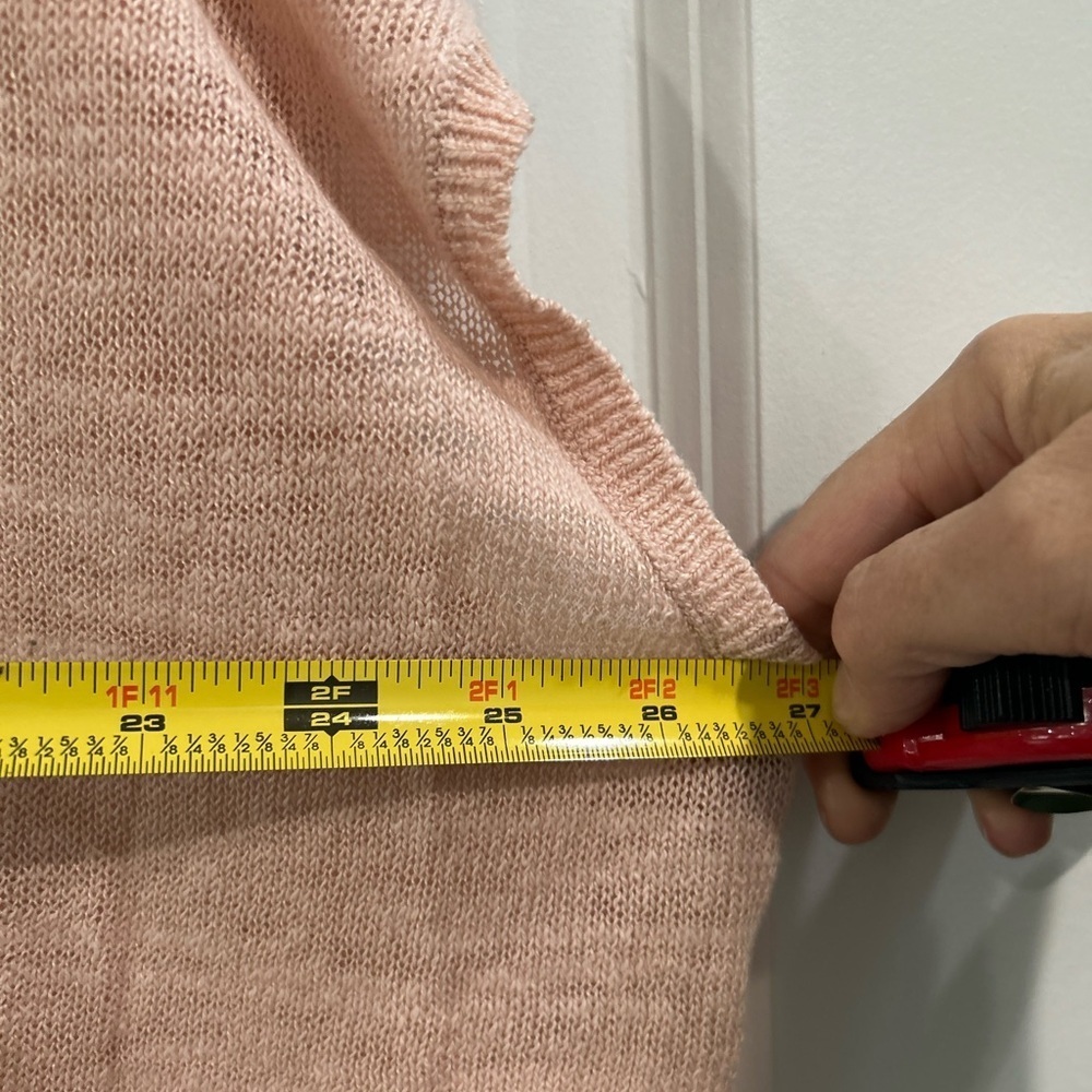Pure Jill Linen Pink Cotton Blend Cap Sleeve Sweater Sz L Cottage Coastal Beachy - Picture 5 of 8